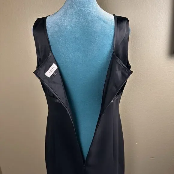 Tahari Arthur Levine Women 10 dress formal sheath black silk poly holiday party - Picture 11 of 16